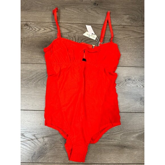 We Are HAH x Revolve NWT Under The Wire Mesh Bodysuit in Blood Orange - Picture 3 of 12